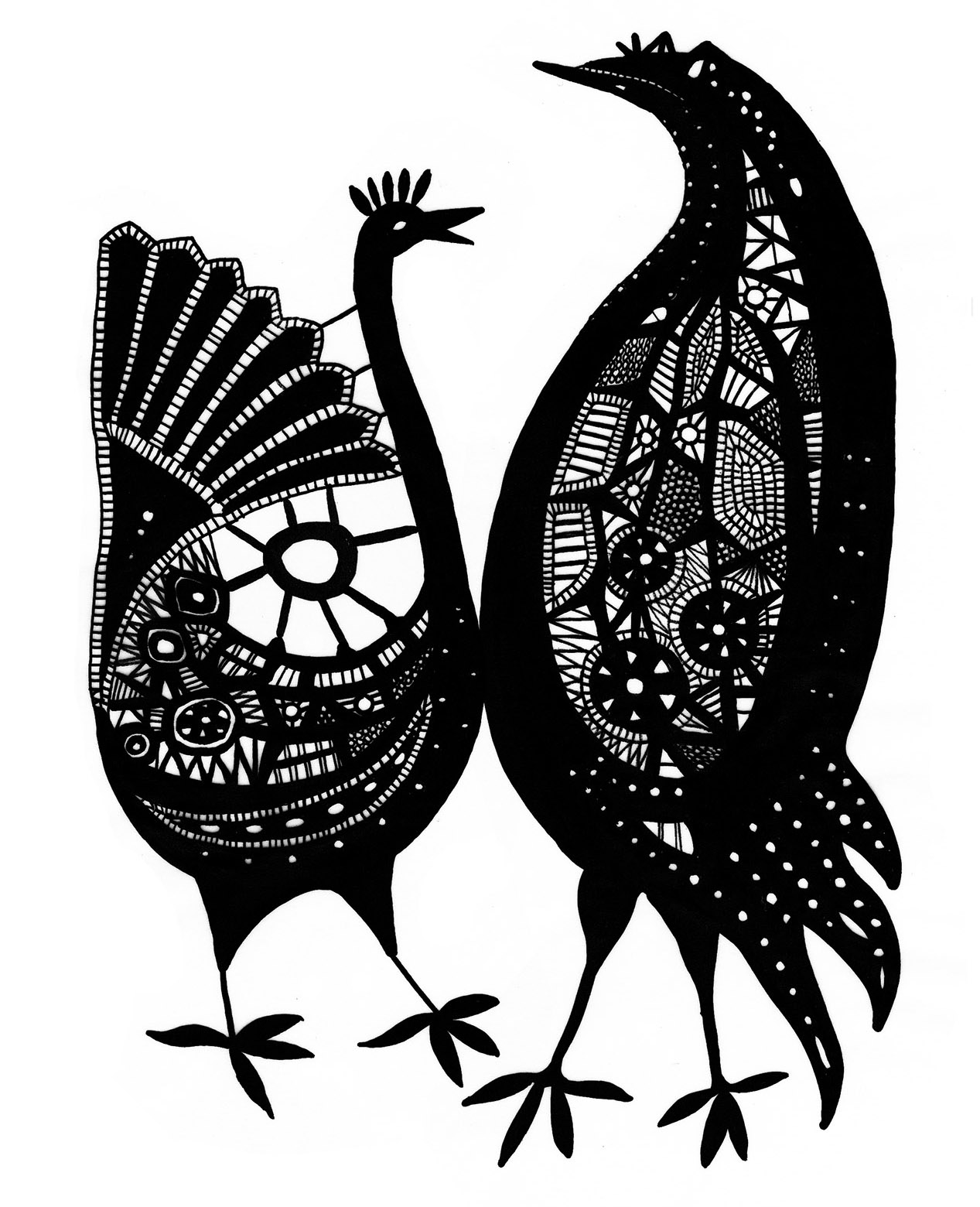 Folk sun and birds embroidery designs for Celine, by Em Prové